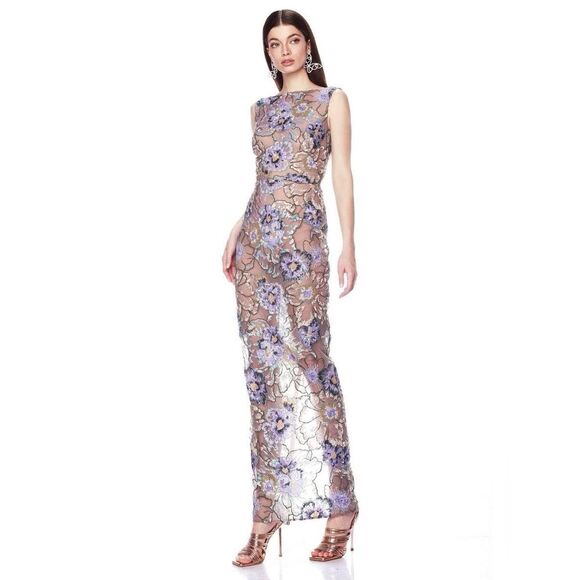 NWOT Bronx and Banco Violet Floral Maxi Dress - Picture 1 of 15